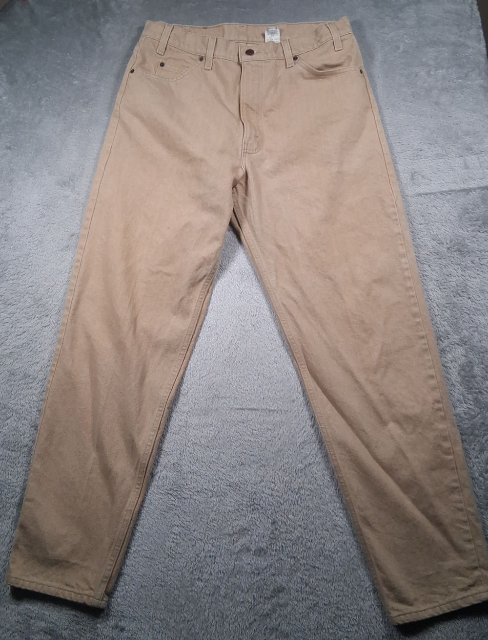 VINTAGE Levis 550 Jeans Men 36x32 (Fits 32x32) Beige Denim Orange Tab USA 90s